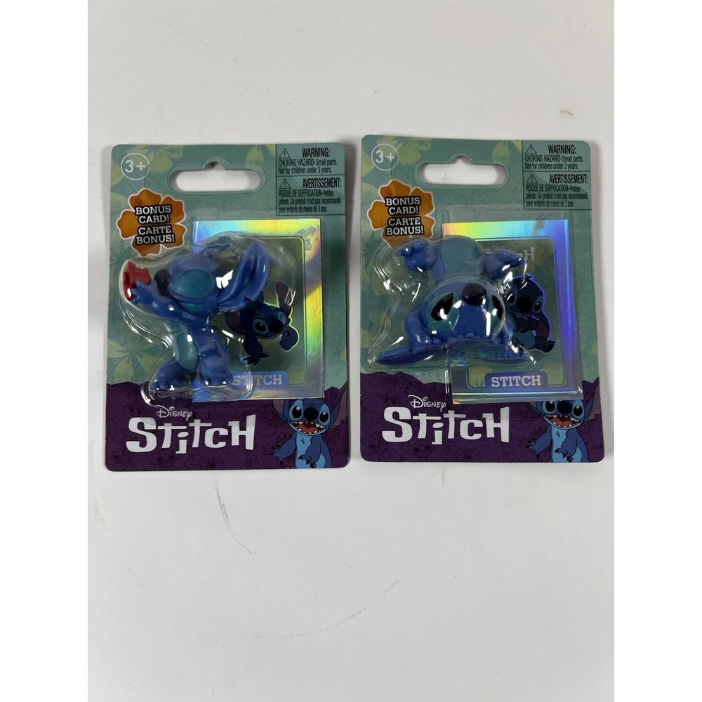 Disney Stitch Mini Figure‎ w/ Bonus Card Lot of 2 Collectible Set NEW